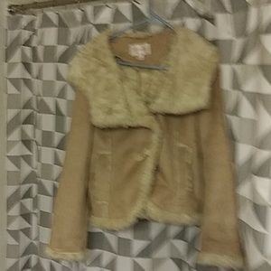 Leather lambs wool coat